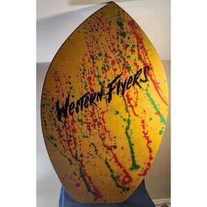 Vintage Western Flyers Yellow Splash Paint Beach Surfing Wooden Skim Board READ